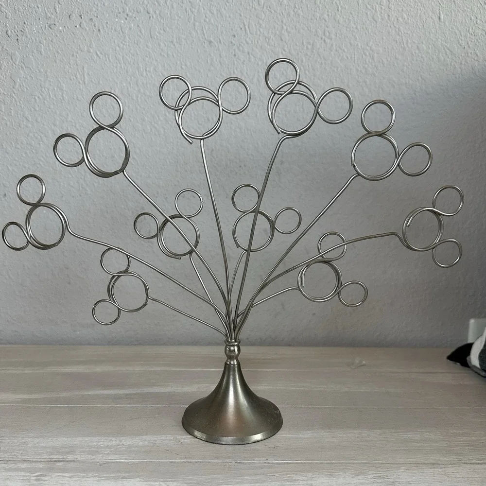 10 Loop Mickey Mouse Ears Silver Tone‎ Metal Wire Photo Tree Photo Holder HTF